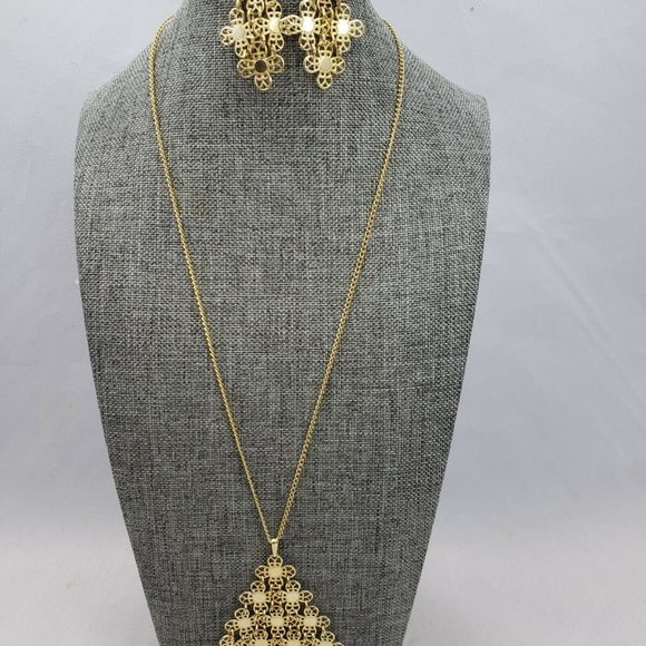 Vintage Sarah Coventry Gold Necklace & Earrings - Picture 4 of 9